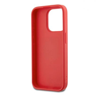 DKNY Stack Logo Wrist Strap Leather Hard Case - дизайнерски кожен кейс с връзка за носене за iPhone 14 Pro Max (червен) 4