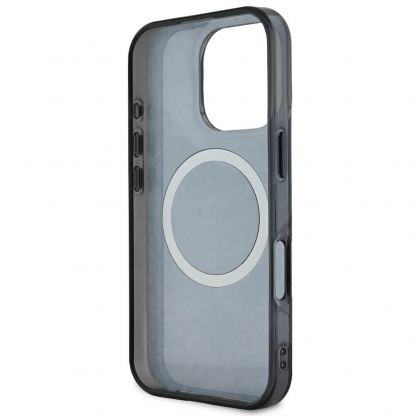 Guess PU IML 4G Peony Stamp MagSafe Leather Hard Case - дизайнерски кожен кейс с MagSafe за iPhone 16 Pro Max (черен) 3