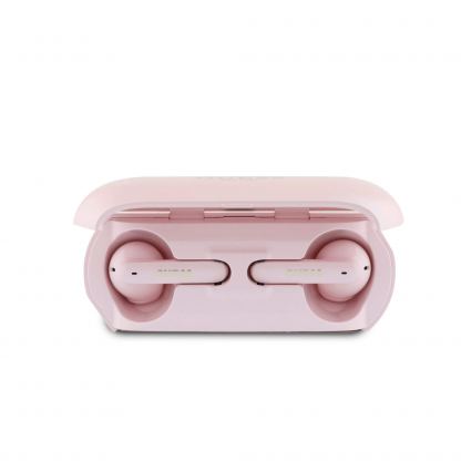 Guess Elongated Metallic ENC Stereo TWS Headset - безжични блутут слушалки със зареждащ кейс за мобилни устройства (розов)  4