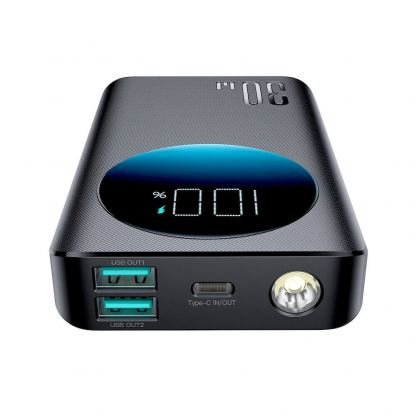 Joyroom Digital Display Power Bank 30W 10000 mAh - външна батерия с 2xUSB-A и 1xUSB-C изходи и технология за бързо зареждане (черен) 2