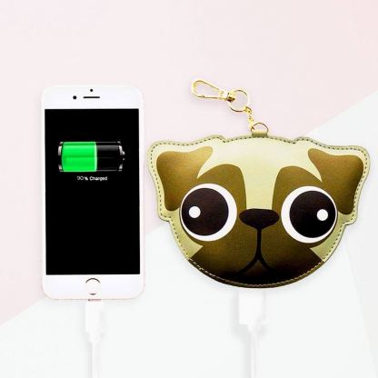 3D Dog Power Bank With Keyring 2200 mAh - компактна външна батерия с 1xUSB-A изход за мобилни устройства (сив) 2