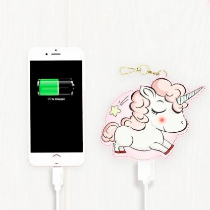 3D Unicorn Power Bank With Keyring 2200 mAh - компактна външна батерия с 1xUSB-A изход за мобилни устройства (розов) 2