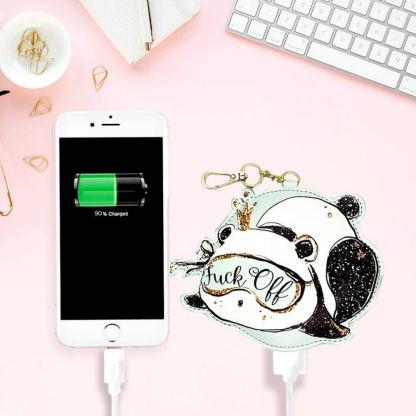 3D Panda Power Bank With Keyring 2200 mAh - компактна външна батерия с 1xUSB-A изход за мобилни устройства (бял-черен) 2