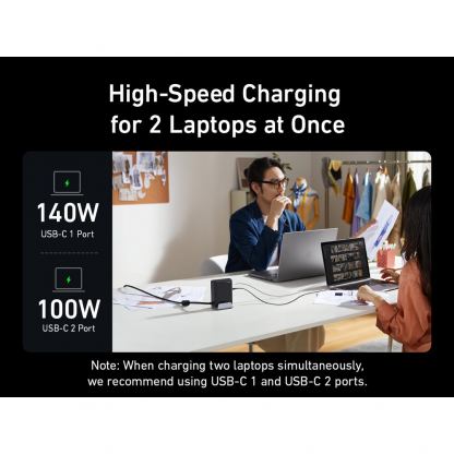 Anker 737 GaN Prime 240W - захранване за ел. мрежа за лаптопи, смартфони и таблети с USB-A и 3xUSB-C изходи с технология за бързо зареждане (черен)  6