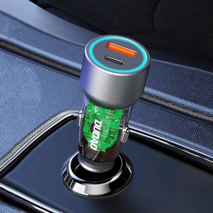 Dudao R4T Dual USB-A & USB-C Car Charger 49W - зарядно за кола с USB-A и USB-C изходи и технология за бързо зареждане (тъмносив) 2