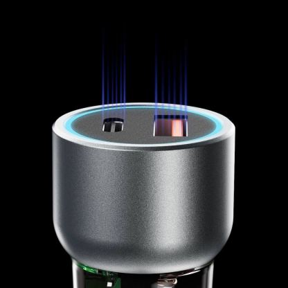 Dudao R4T Dual USB-A & USB-C Car Charger 49W - зарядно за кола с USB-A и USB-C изходи и технология за бързо зареждане (тъмносив) 4