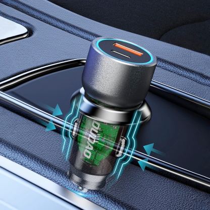 Dudao R4T Dual USB-A & USB-C Car Charger 49W - зарядно за кола с USB-A и USB-C изходи и технология за бързо зареждане (тъмносив) 8