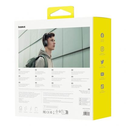 Baseus Bass 30 Max Bluetooth Wireless On-Ear Headphones - безжични блутут слушалки с микрофон за мобилни устройства (черен) 8