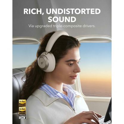 Anker Soundcore Space One Pro Adaptive Active Noise Cancelling Headphones - безжични слушалки с активна изолация на околния шум (кремав)  2
