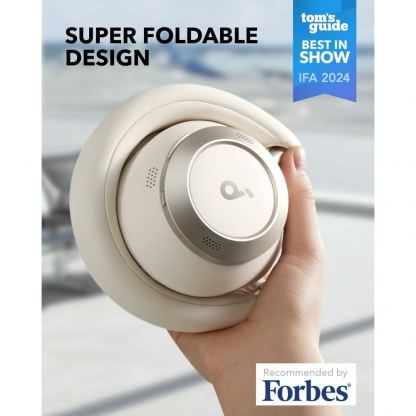 Anker Soundcore Space One Pro Adaptive Active Noise Cancelling Headphones - безжични слушалки с активна изолация на околния шум (кремав)  4