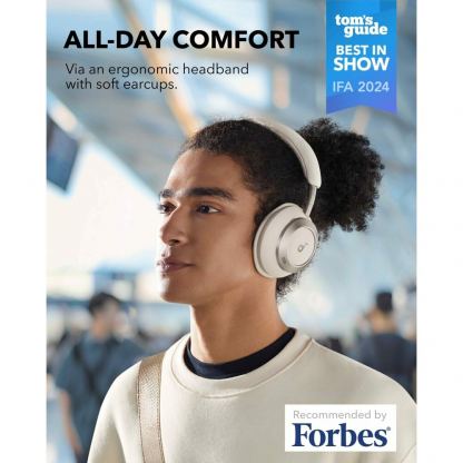 Anker Soundcore Space One Pro Adaptive Active Noise Cancelling Headphones - безжични слушалки с активна изолация на околния шум (кремав)  6