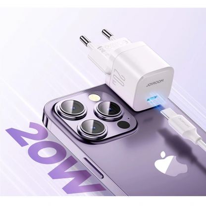 Joyroom JR-TCF02 USB-C PD 20W Wall Charger and USB-C Cable - захранване за ел. мрежа с USB-C изход с технология за бързо зареждане и USB-C към USB-C кабел (бял)  3