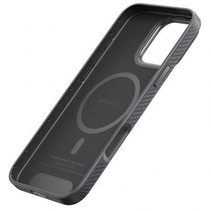 Pitaka MagEZ PRO 4 600D Aramid Fiber MagSafe Case - кевларен кейс с MagSafe за iPhone 16 Pro Max (черен-сив)  8