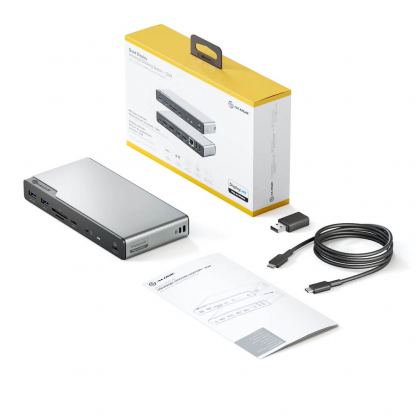 Alogic DV4 14-in-1 Quad  Display USB-C Docking Station - мултифункционална док станция за свързване на допълнителна периферия за компютри с USB-C порт (тъмносив) 14
