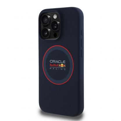 Red Bull Liquid Silicone Red Ring MagSafe Case - дизайнерски силиконов кейс с MagSafe за iPhone 16 Pro Max (тъмносин) 2
