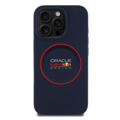 Red Bull Liquid Silicone Red Ring MagSafe Case - дизайнерски силиконов кейс с MagSafe за iPhone 16 Pro Max (тъмносин) 3