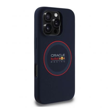 Red Bull Liquid Silicone Red Ring MagSafe Case - дизайнерски силиконов кейс с MagSafe за iPhone 16 Pro Max (тъмносин) 4