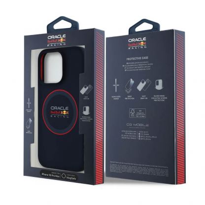 Red Bull Liquid Silicone Red Ring MagSafe Case - дизайнерски силиконов кейс с MagSafe за iPhone 16 Pro Max (тъмносин) 7
