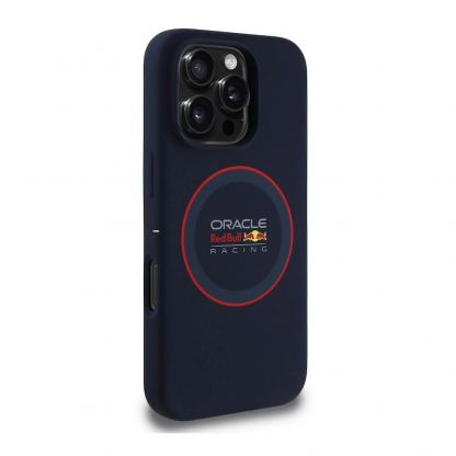 Red Bull Liquid Silicone Red Ring MagSafe Case - дизайнерски силиконов кейс с MagSafe за iPhone 16 Pro (тъмносин) 3