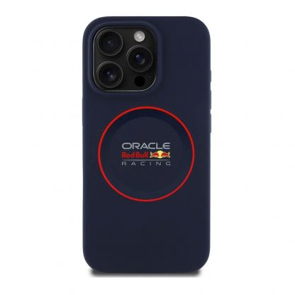 Red Bull Liquid Silicone Red Ring MagSafe Case - дизайнерски силиконов кейс с MagSafe за iPhone 16 Pro (тъмносин) 4