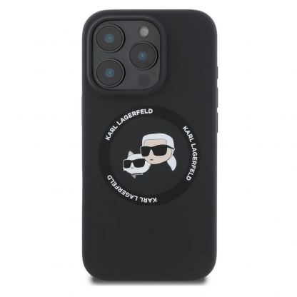 Karl Lagerfeld Liquid Silicone Karl and Choupette Heads MagSafe Case - дизайнерски силиконов кейс с MagSafe за iPhone 16 Pro Max (черен) 2