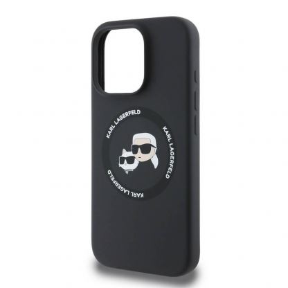 Karl Lagerfeld Liquid Silicone Karl and Choupette Heads MagSafe Case - дизайнерски силиконов кейс с MagSafe за iPhone 16 Pro Max (черен) 4