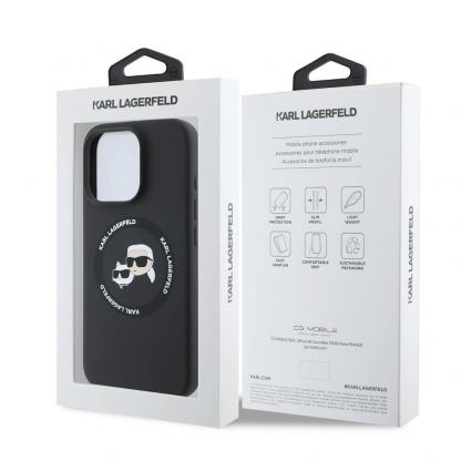 Karl Lagerfeld Liquid Silicone Karl and Choupette Heads MagSafe Case - дизайнерски силиконов кейс с MagSafe за iPhone 16 Pro Max (черен) 6