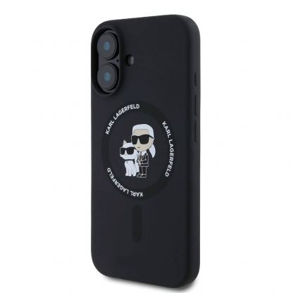 Karl Lagerfeld Liquid Silicone Karl and Choupette MagSafe Case - дизайнерски силиконов кейс с MagSafe за iPhone 16 (черен) 3