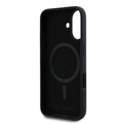Karl Lagerfeld Liquid Silicone Karl and Choupette MagSafe Case - дизайнерски силиконов кейс с MagSafe за iPhone 16 (черен) 5