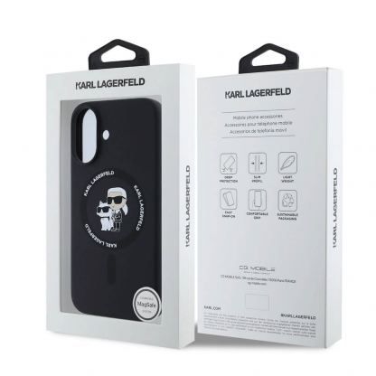 Karl Lagerfeld Liquid Silicone Karl and Choupette MagSafe Case - дизайнерски силиконов кейс с MagSafe за iPhone 16 (черен) 6
