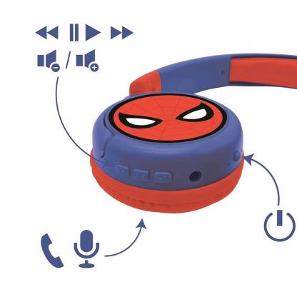 Lexibook SpiderMan Wireless On-Ear Headphones - безжични слушалки подходящи за деца (син-червен) 3