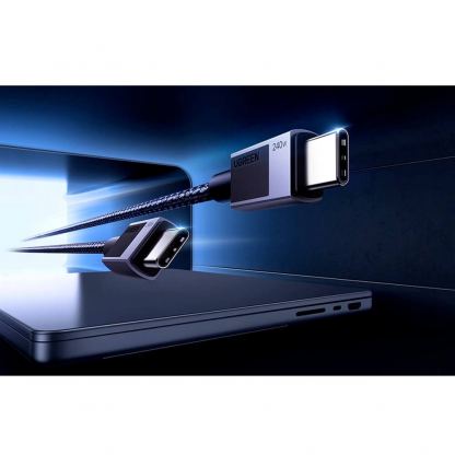 Ugreen USB-C to USB-C Cable 240W - кабел с бързо зареждане за устройства с USB-C порт (200 см) (сив)  3