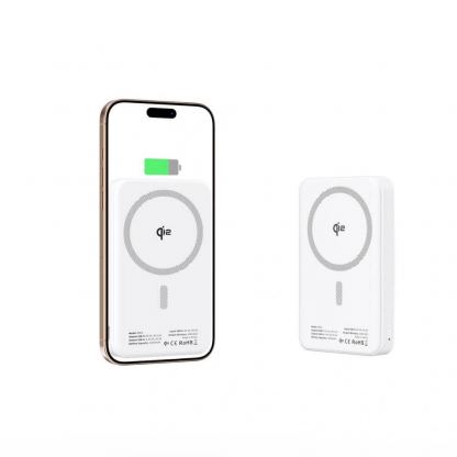 Tech-Protect LifeMag Qi2 Magnetic Wireless Charging Power Bank 10000 mAh 15W - преносима външна батерия с USB-C порт, USB-A изход и безжично зареждане с MagSafe (бял) 5