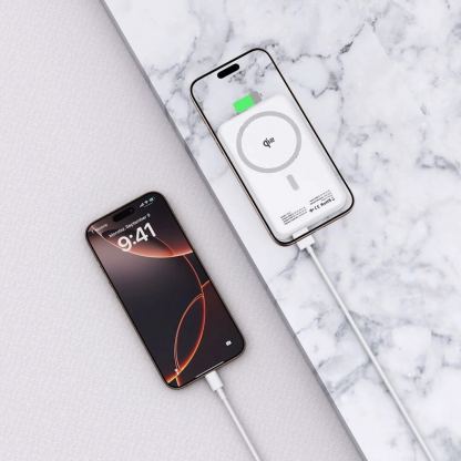 Tech-Protect LifeMag Qi2 Magnetic Wireless Charging Power Bank 10000 mAh 15W - преносима външна батерия с USB-C порт, USB-A изход и безжично зареждане с MagSafe (бял) 7