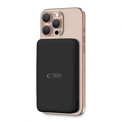 Tech-Protect LifeMag Qi2 Magnetic Wireless Charging Power Bank 10000 mAh 15W - преносима външна батерия с USB-C порт, USB-A изход и безжично зареждане с MagSafe (черен) 2