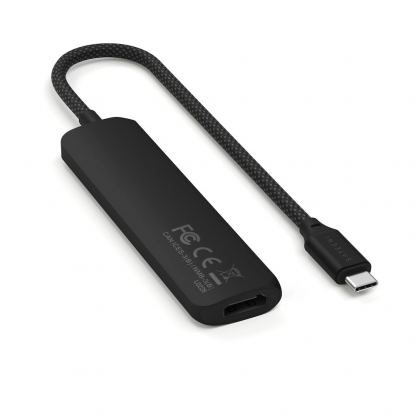 Satechi 4-in-1 USB-C Aluminum Slim Multiport Adapter 4K - мултифункционален хъб за свързване на допълнителна периферия за компютри с USB-C (черен) 3