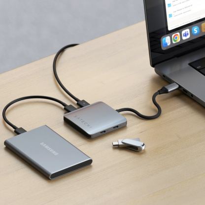 Satechi 4-Port USB-C Hub With Power Delivery - USB-C хъб с 4 USB-C изхода за устройства с USB-C (тъмносив) 5