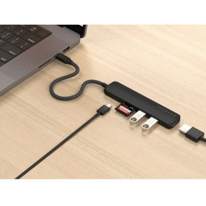 Satechi 6-in-1 USB-C Aluminum Slim Multiport Adapter - мултифункционален хъб за свързване на допълнителна периферия за компютри с USB-C (черен) 4