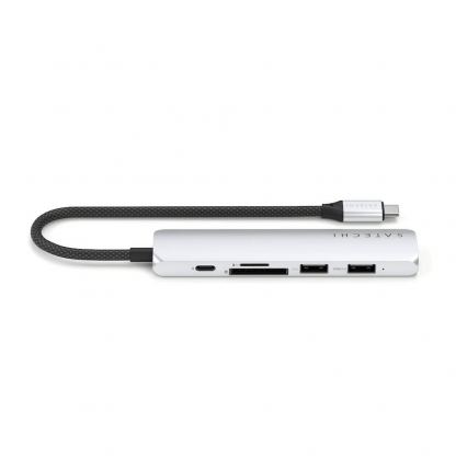 Satechi 6-in-1 USB-C Aluminum Slim Multiport Adapter - мултифункционален хъб за свързване на допълнителна периферия за компютри с USB-C (сребрист) 2