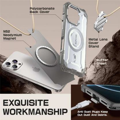 i-Blason SUPCASE Unicorn Beetle XT MagSafe Case - удароустойчив хибриден кейс с Magsafe за iPhone 16 Pro Max (бял) 2