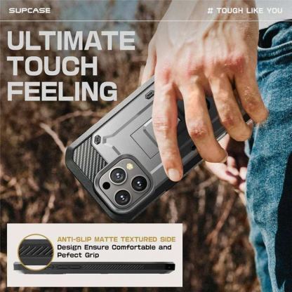 i-Blason SUPCASE Unicorn Beetle Pro Case - удароустойчив хибриден кейс с вграден протектор за дисплея за iPhone 16 Pro (сив) 5