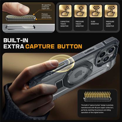 i-Blason SUPCASE Unicorn Beetle Defender MagSafe Case - хибриден удароустойчив кейс с MagSafe за iPhone 16 Pro Max (сив-прозрачен) 3