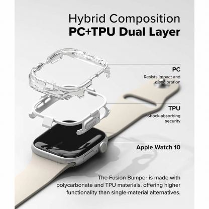 Ringke Fusion Bumper Case - хибриден кейс с висока степен на защита за Apple Watch 10 46мм (2024) (прозрачен) 2