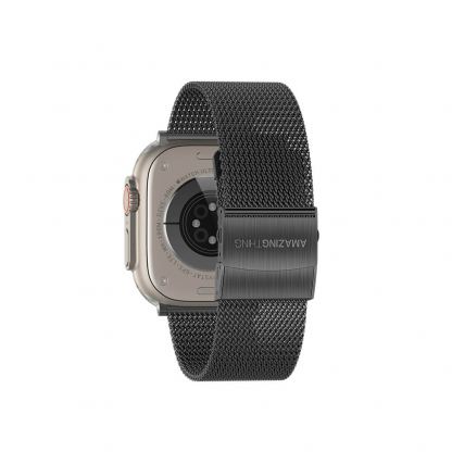 AmazingThing Titan Metal Milanese Band - стоманена каишка за Apple Watch 42мм, 44мм, 45мм, 46мм, Ultra 49мм (черен) 5