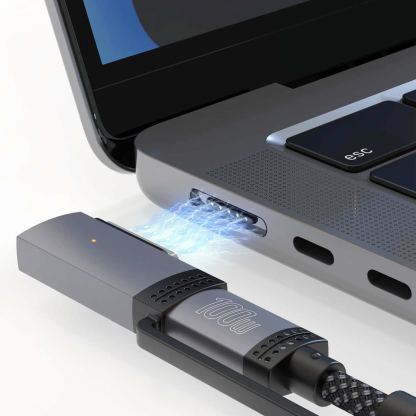 4smarts ComboCord USB-C and MagSafe 3 Adapter Cable 100W - качествен USB-C към USB-C кабел и USB-C към MagSafe 3 адаптер (200 см) (черен) 3