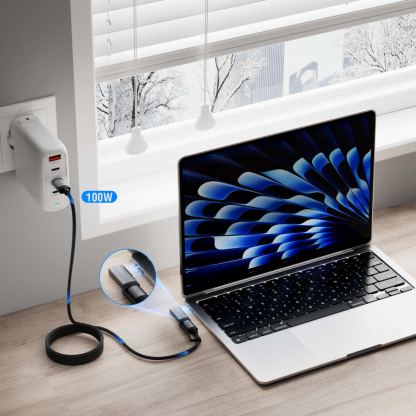 4smarts ComboCord USB-C and MagSafe 3 Adapter Cable 100W - качествен USB-C към USB-C кабел и USB-C към MagSafe 3 адаптер (200 см) (черен) 5