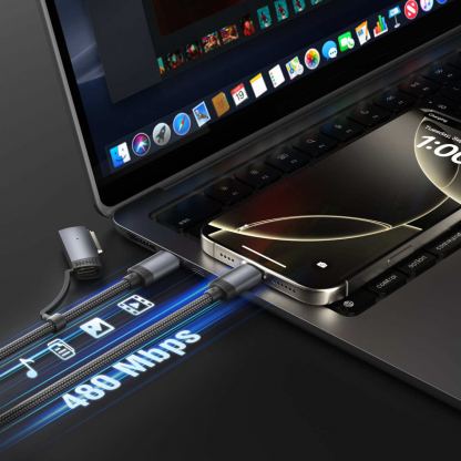 4smarts ComboCord USB-C and MagSafe 3 Adapter Cable 100W - качествен USB-C към USB-C кабел и USB-C към MagSafe 3 адаптер (200 см) (черен) 6