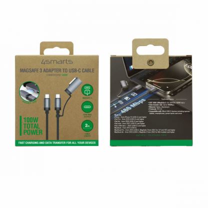 4smarts ComboCord USB-C and MagSafe 3 Adapter Cable 100W - качествен USB-C към USB-C кабел и USB-C към MagSafe 3 адаптер (200 см) (черен) 9