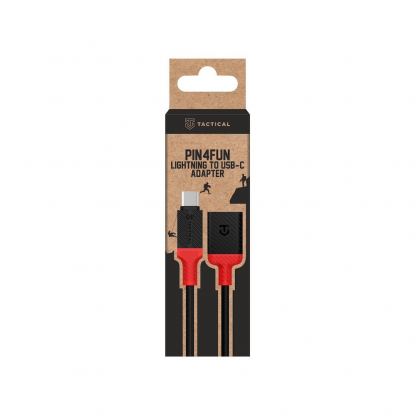 Tactical Pin4Fun USB-C Male to Lightning Adapter - адаптер USB-C мъжко към Lightning женско за устройства с USB-C порт (10 см) (черен-червен) 2