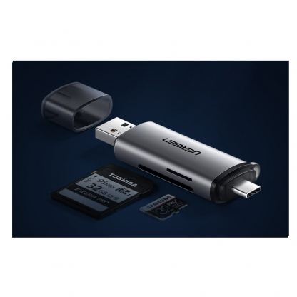 Ugreen USB-A And USB-C Card Reader - четец за microSD и SD карти памет за мобилни устройства (тъмносив) 2
